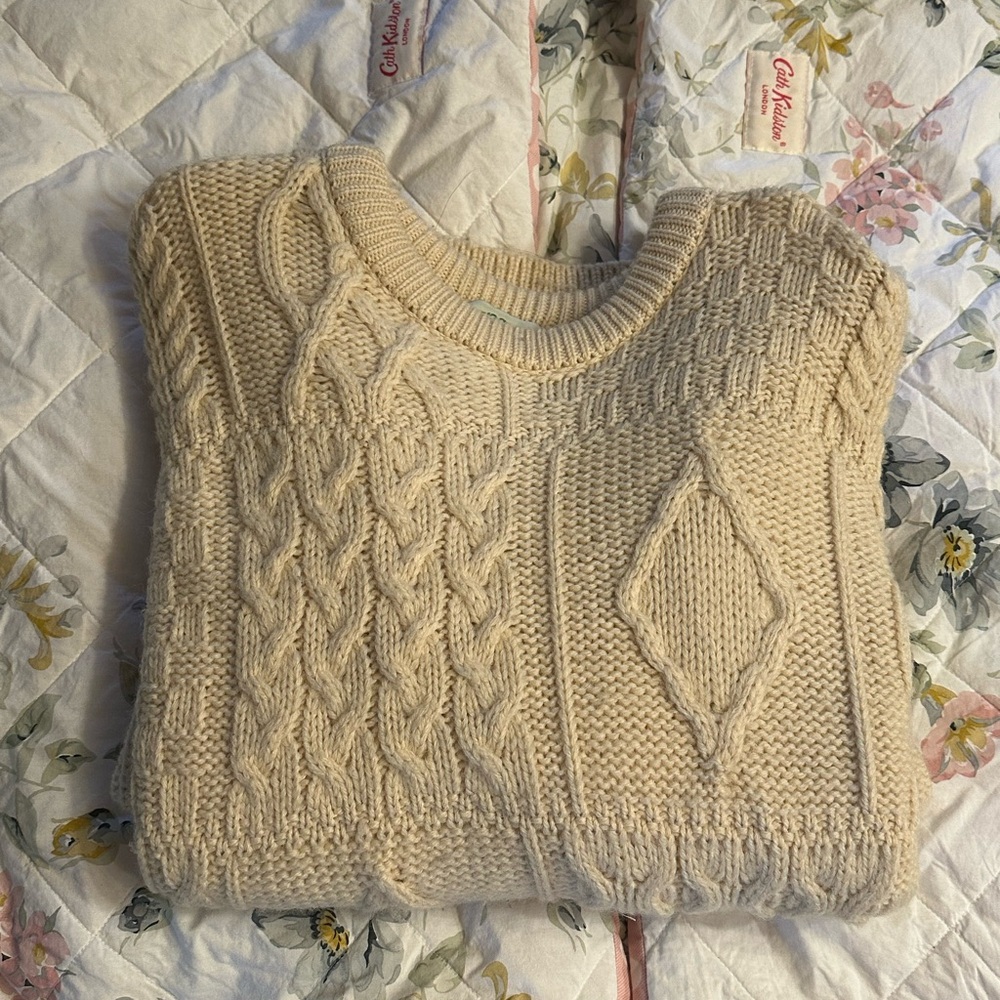 Handmade Vintage Beige Irish Knit Sweater